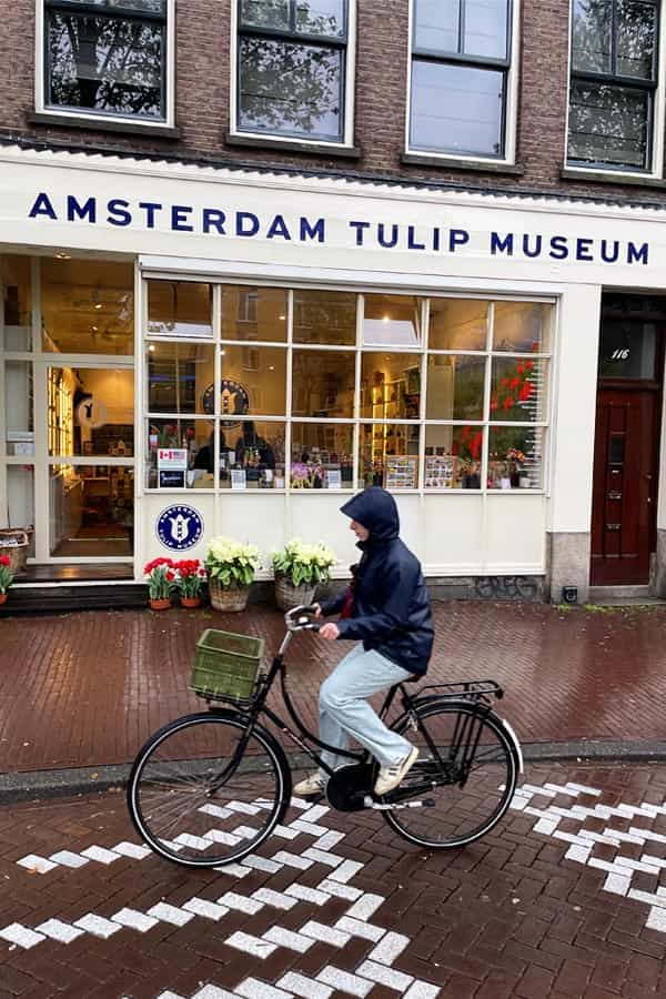 bike riding past the tulip museum