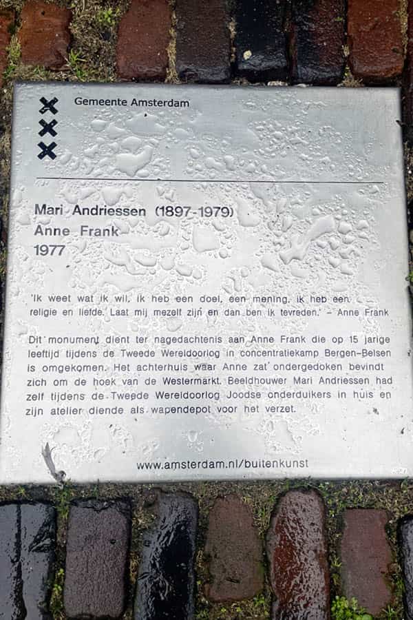 anne frank statue description